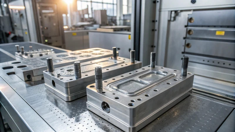Photorealistic image of an advanced injection mold in a manufacturing environment