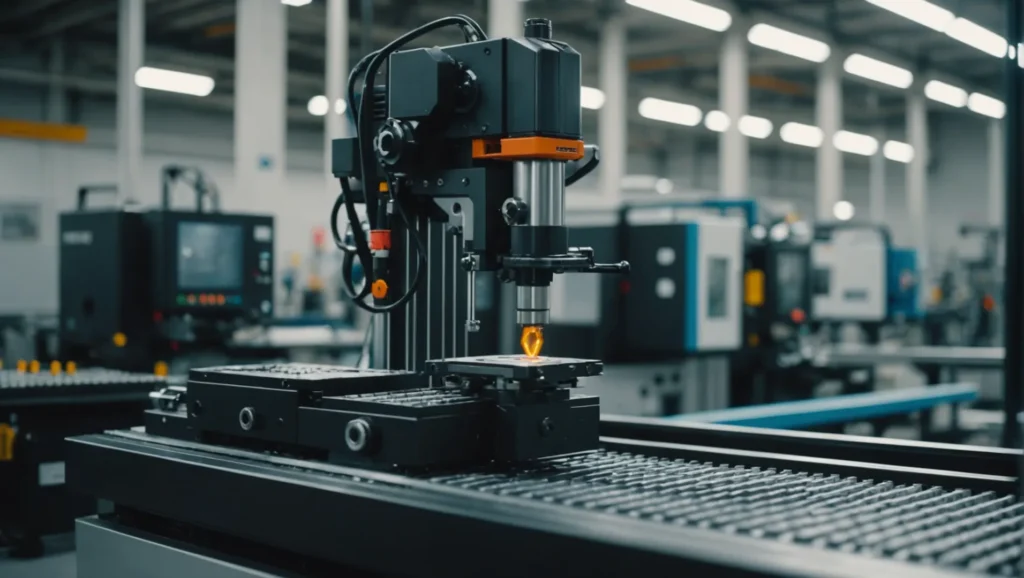 Plastic parts being produced through injection molding