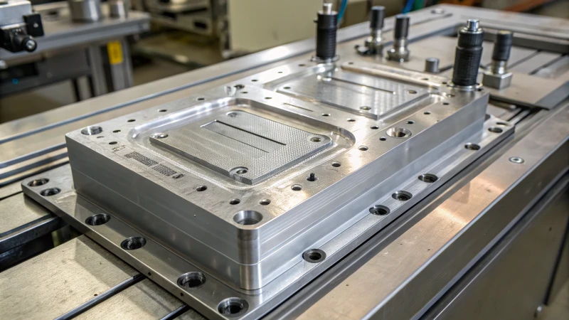 Close-up of a state-of-the-art injection mold with sharp edges and polished finish