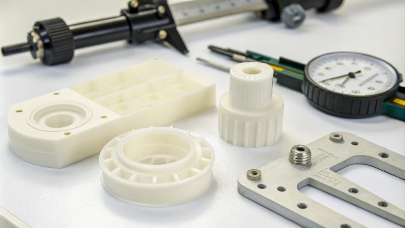 A close-up of a glossy injection molded plastic product showing intricate gate design.