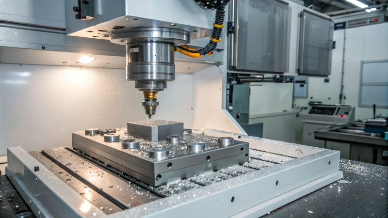 CNC machine machining a metal mold