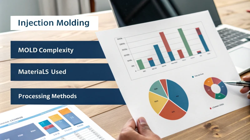 An infographic showcasing the cost analysis of injection molding with charts and graphs.