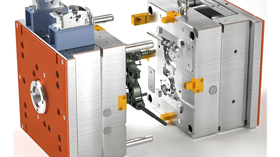 Engineer analyzing data in a modern injection molding facility