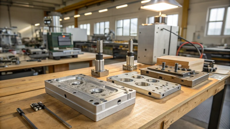 High-tech manufacturing workshop with molds and tools