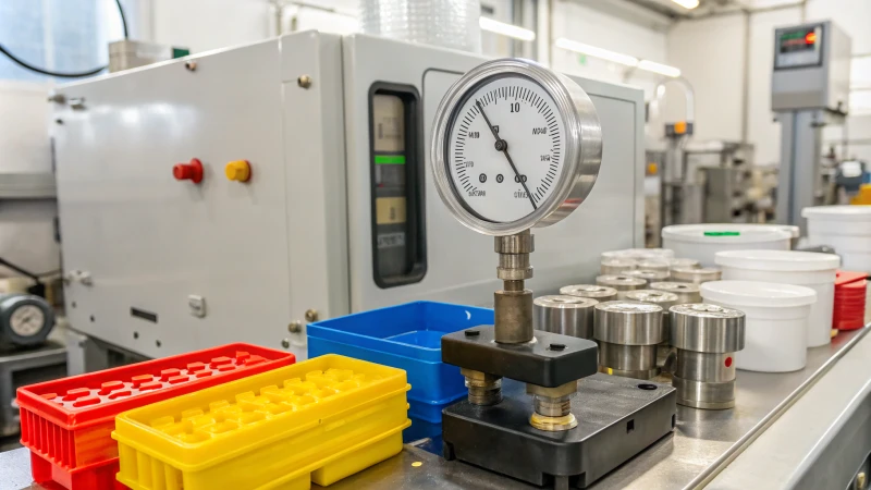 Industrial injection molding machine with colorful plastic products