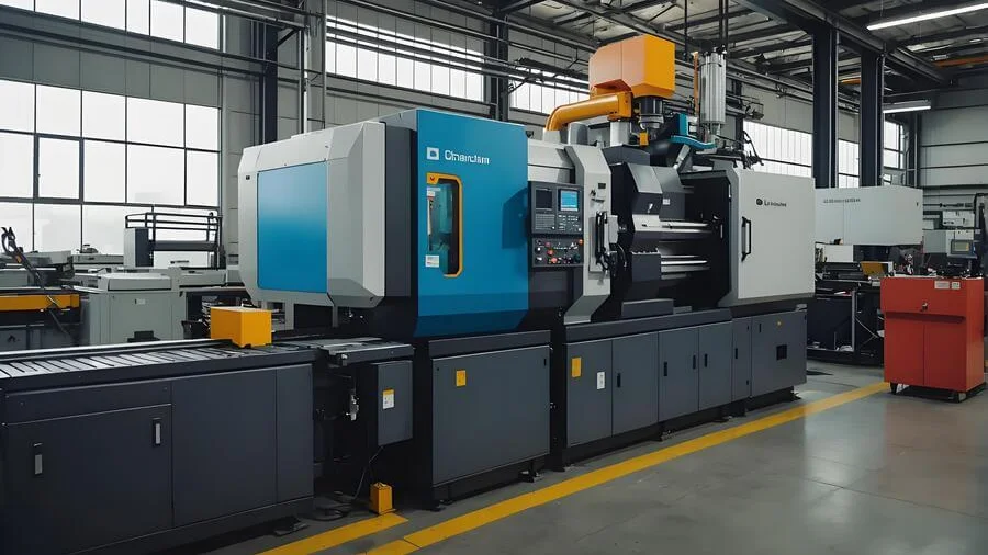 A state-of-the-art injection molding machine in operation