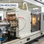 Detailed technical diagram of the injection molding process