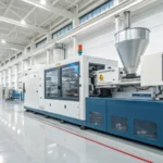 A state-of-the-art injection molding machine in a clean manufacturing environment.