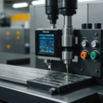 Injection molding machine with focus on pressure gauge and mold