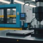 Injection molding machine with focus on plastic part design to reduce warping
