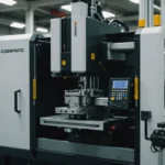 Injection molding machine in operation with focus on precision and quality.