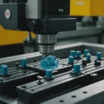 Close-up of an injection molding machine focusing on mold design adjustments to reduce stress concentration.