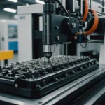 Injection molding machine producing various plastic components for different industries