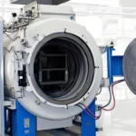 Large industrial vacuum chamber with control panel and locking mechanism