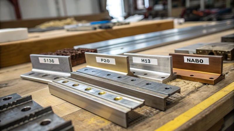 Close-up of high-quality mold steel with hardness testing equipment