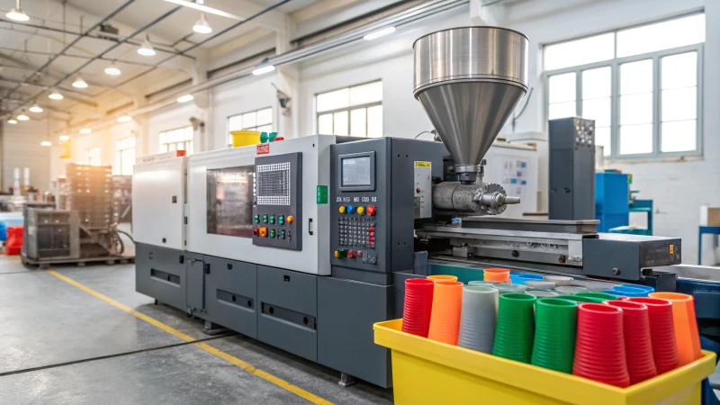 High-resolution image of an advanced injection molding machine