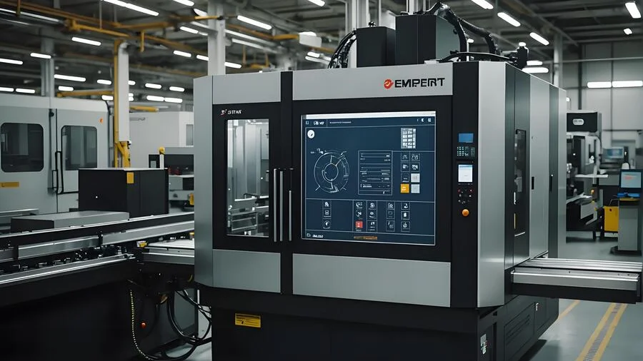 Advanced machining center labeled 'EMPERT' in a bright industrial setting