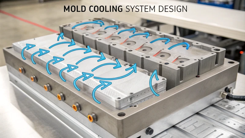 A modern injection molding cooling system in a factory setting.