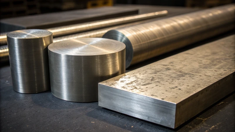 Close-up of various mold steel samples on a dark background