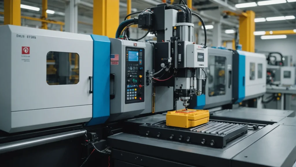 Multi-color injection molding machine in action