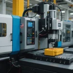 Multi-color injection molding machine in action