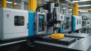 Multi-color injection molding machine in action