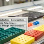 Close-up of various plastic materials on a workbench