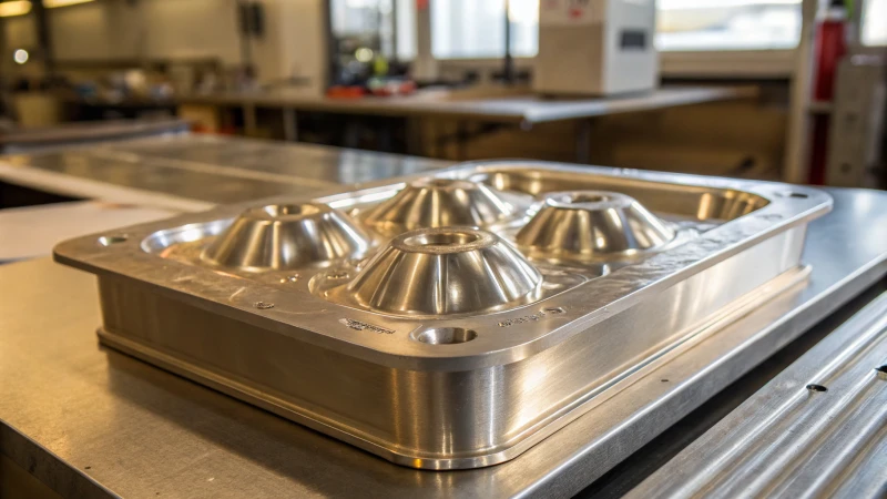 Close-up of a polished metal mold