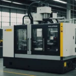Polypropylene injection molding process in action, with machinery and molds.