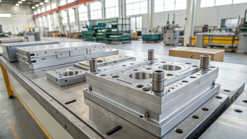 Close-up of a precision-engineered mold in a manufacturing facility