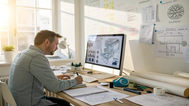 Designer reviewing mold designs on a computer