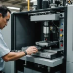 PVC injection molding machine in operation