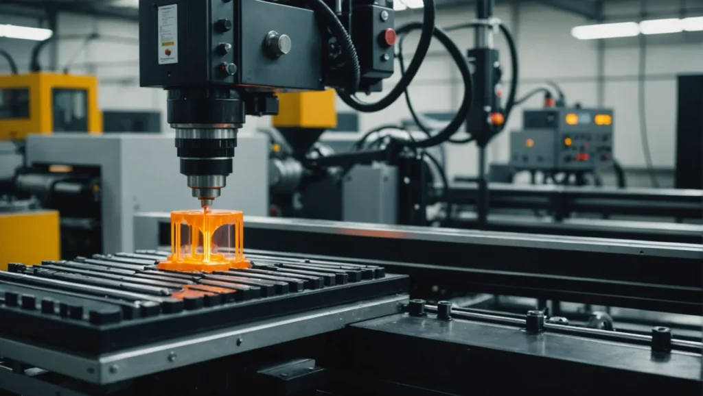 PVC injection molding machine in operation