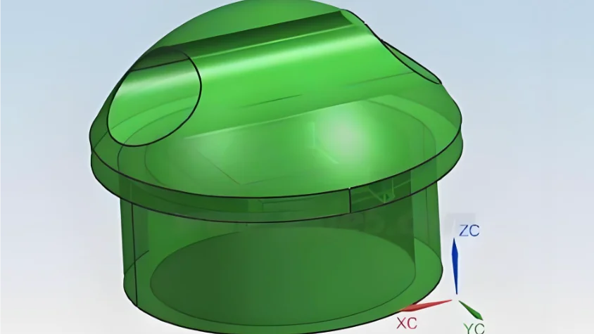 Diagram of injection-molded parts with varying wall thicknesses and sink marks
