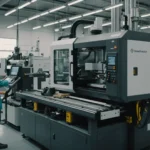 Injection molding machine in action with small batch production
