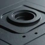 Close-up of a plastic part with a smooth surface produced by injection molding.