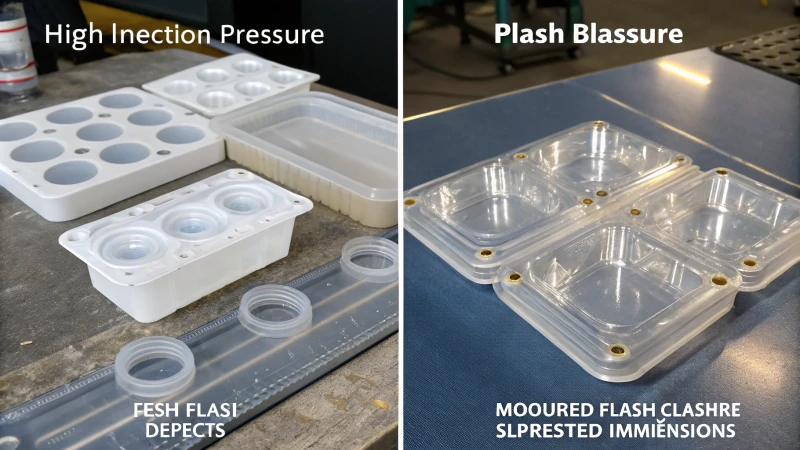 Split image showing defective and perfect plastic molded products