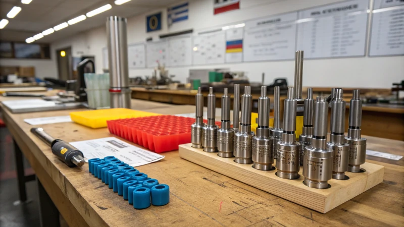 A detailed view of an injection mold with engaged ejector pins