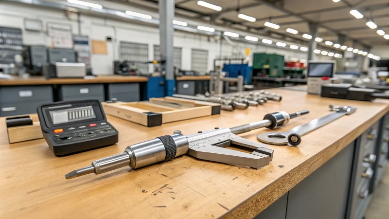 A well-organized workshop with precision measuring tools