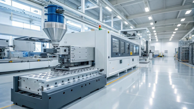 A high-tech injection molding machine in operation