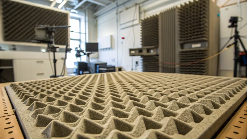 Close-up of a textured mold surface used for acoustic testing