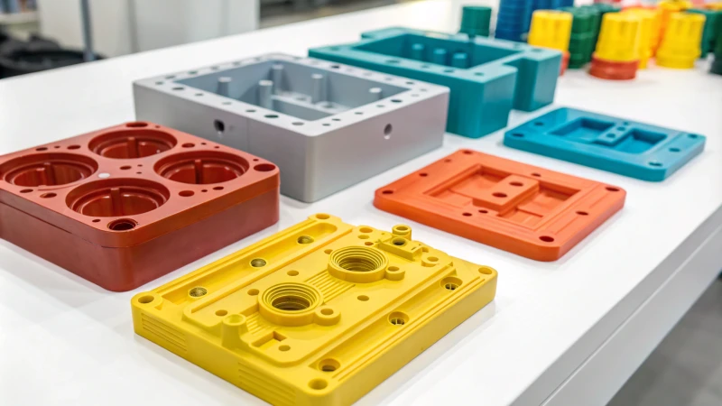 Close-up of colorful plastic components on white surface