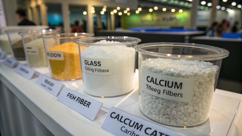 Close-up of injection-molding fillers in clear containers