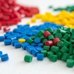 Close-up of colorful plastic pellets