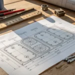 طاولة صياغة مع مخطط لتصميم القالب المعقد