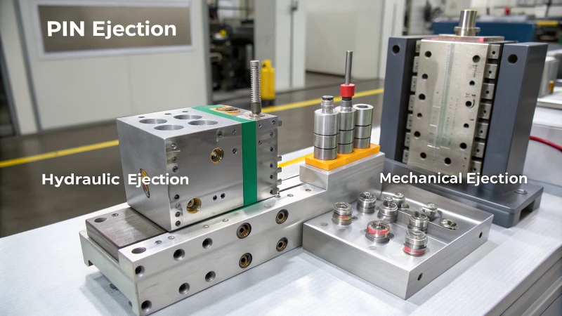 Technical illustration of ejection systems in mold manufacturing