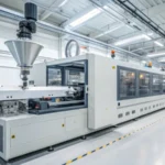 High-speed injection molding machine in a modern facility