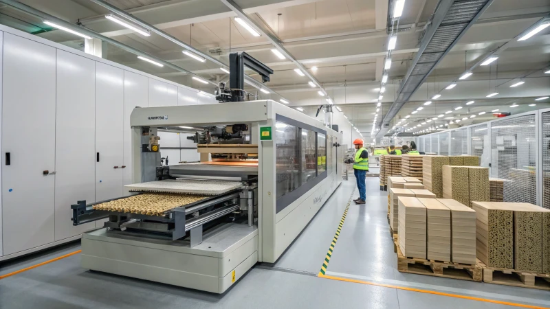 High-tech extrusion machine in a modern manufacturing environment
