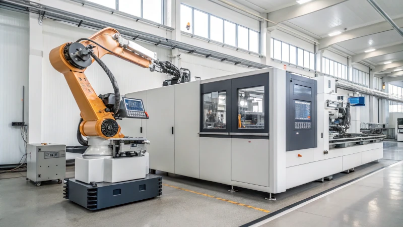 High-tech two-shot molding machine in a modern factory