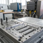 Close-up of an industrial injection mold